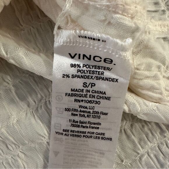 Vince Smocked Short-Sleeve Buttoned Top - Picture 3 of 6